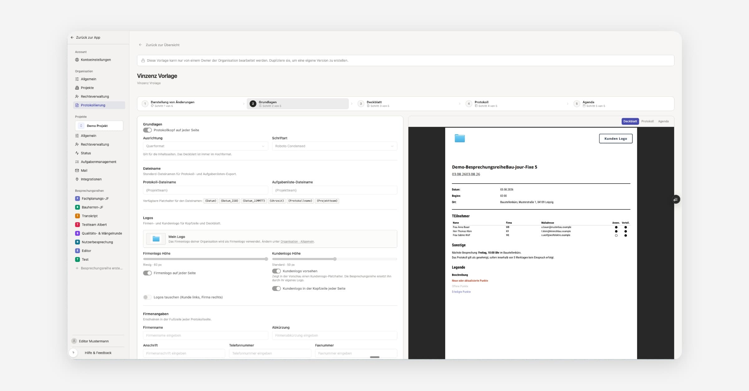 Firmenweite Stil- und PDF-Vorlagen