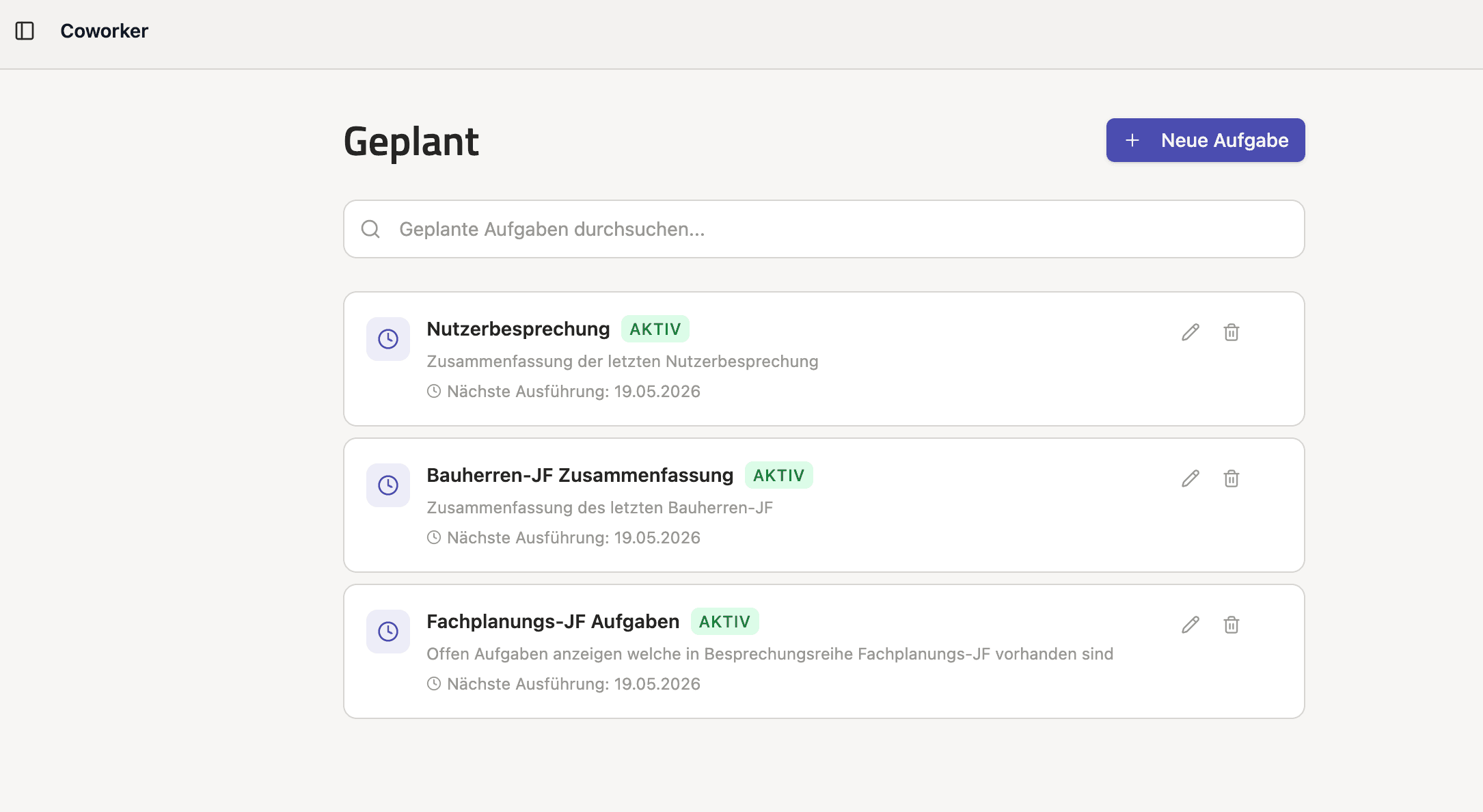 Geplante Aufgaben