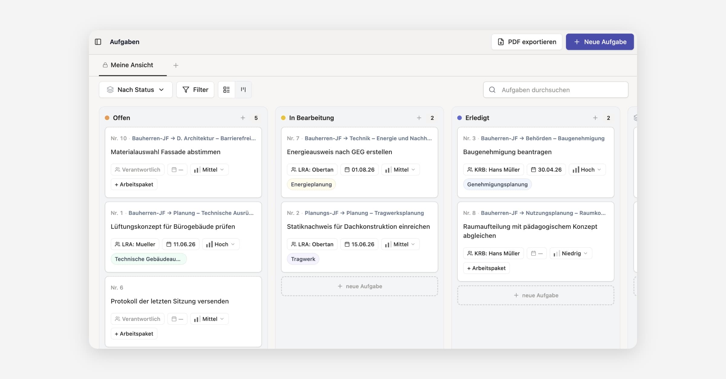 Neues Aufgabenmanagement