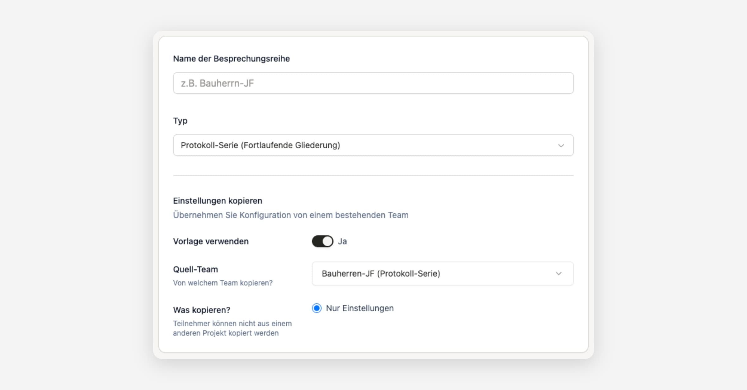 Einstellungen übertragen